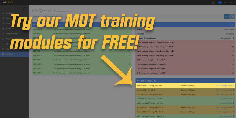 Free MOT training and training log