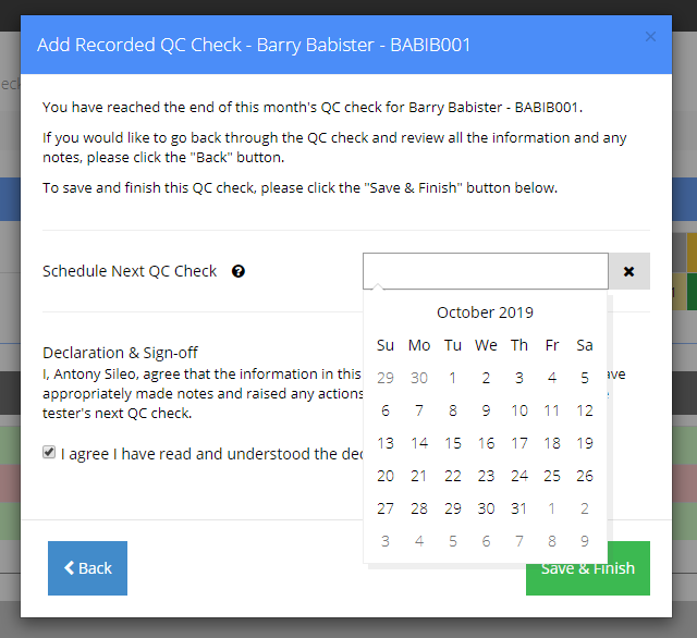 schedule quality control checks each month